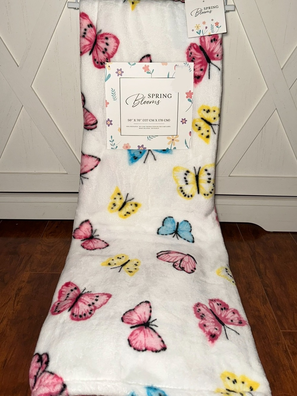 Spring Blooms Plush Butterfly Throw Blanket